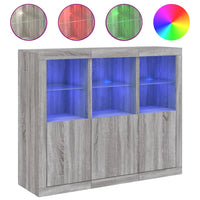 Thumbnail for Sideboards mit LED-Leuchten 3 Stk. Grau Sonoma Holzwerkstoff