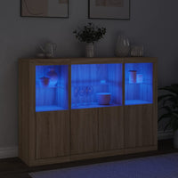 Thumbnail for Sideboards mit LED-Leuchten 3 Stk. Sonoma-Eiche Holzwerkstoff