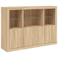Thumbnail for Sideboards mit LED-Leuchten 3 Stk. Sonoma-Eiche Holzwerkstoff