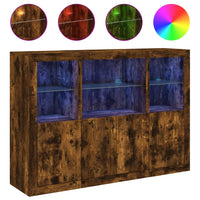 Thumbnail for Sideboards mit LED-Leuchten 3 Stk. Räuchereiche Holzwerkstoff