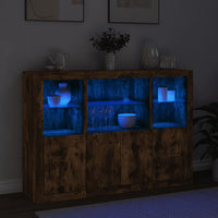 Thumbnail for Sideboards mit LED-Leuchten 3 Stk. Räuchereiche Holzwerkstoff