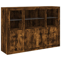 Thumbnail for Sideboards mit LED-Leuchten 3 Stk. Räuchereiche Holzwerkstoff
