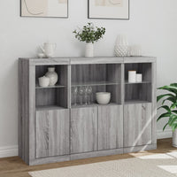 Thumbnail for Sideboards mit LED-Leuchten 3 Stk. Grau Sonoma Holzwerkstoff