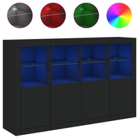 Thumbnail for Sideboards mit LED-Leuchten 3 Stk. Schwarz Holzwerkstoff