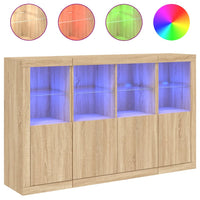 Thumbnail for Sideboards mit LED-Leuchten 3 Stk. Sonoma-Eiche Holzwerkstoff