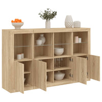 Thumbnail for Sideboards mit LED-Leuchten 3 Stk. Sonoma-Eiche Holzwerkstoff