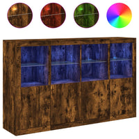 Thumbnail for Sideboards mit LED-Leuchten 3 Stk. Räuchereiche Holzwerkstoff