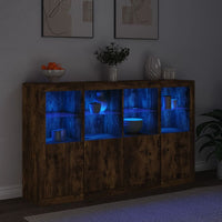 Thumbnail for Sideboards mit LED-Leuchten 3 Stk. Räuchereiche Holzwerkstoff