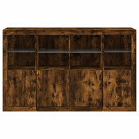 Thumbnail for Sideboards mit LED-Leuchten 3 Stk. Räuchereiche Holzwerkstoff