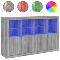 Thumbnail for Sideboards mit LED-Leuchten 3 Stk. Grau Sonoma Holzwerkstoff