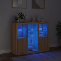 Thumbnail for Sideboards mit LED-Leuchten 3 Stk. Sonoma-Eiche Holzwerkstoff