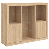 Thumbnail for Sideboards mit LED-Leuchten 3 Stk. Sonoma-Eiche Holzwerkstoff