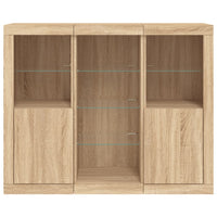 Thumbnail for Sideboards mit LED-Leuchten 3 Stk. Sonoma-Eiche Holzwerkstoff