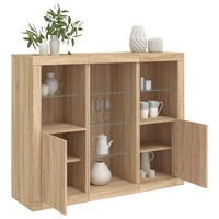Thumbnail for Sideboards mit LED-Leuchten 3 Stk. Sonoma-Eiche Holzwerkstoff