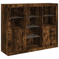 Thumbnail for Sideboards mit LED-Leuchten 3 Stk. Räuchereiche Holzwerkstoff