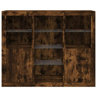 Thumbnail for Sideboards mit LED-Leuchten 3 Stk. Räuchereiche Holzwerkstoff