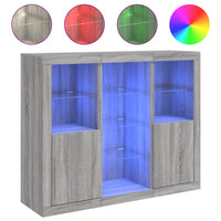 Thumbnail for Sideboards mit LED-Leuchten 3 Stk. Grau Sonoma Holzwerkstoff