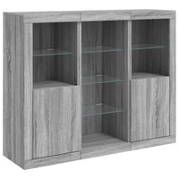 Thumbnail for Sideboards mit LED-Leuchten 3 Stk. Grau Sonoma Holzwerkstoff