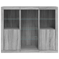 Thumbnail for Sideboards mit LED-Leuchten 3 Stk. Grau Sonoma Holzwerkstoff
