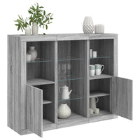 Thumbnail for Sideboards mit LED-Leuchten 3 Stk. Grau Sonoma Holzwerkstoff