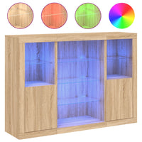 Thumbnail for Sideboards mit LED-Leuchten 3 Stk. Sonoma-Eiche Holzwerkstoff