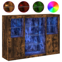 Thumbnail for Sideboards mit LED-Leuchten 3 Stk. Räuchereiche Holzwerkstoff