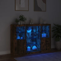 Thumbnail for Sideboards mit LED-Leuchten 3 Stk. Räuchereiche Holzwerkstoff