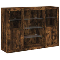 Thumbnail for Sideboards mit LED-Leuchten 3 Stk. Räuchereiche Holzwerkstoff