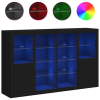 Thumbnail for Sideboards mit LED-Leuchten 3 Stk. Schwarz Holzwerkstoff