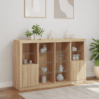 Thumbnail for Sideboards mit LED-Leuchten 3 Stk. Sonoma-Eiche Holzwerkstoff