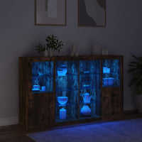Thumbnail for Sideboards mit LED-Leuchten 3 Stk. Räuchereiche Holzwerkstoff