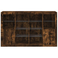 Thumbnail for Sideboards mit LED-Leuchten 3 Stk. Räuchereiche Holzwerkstoff
