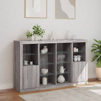 Thumbnail for Sideboards mit LED-Leuchten 3 Stk. Grau Sonoma Holzwerkstoff