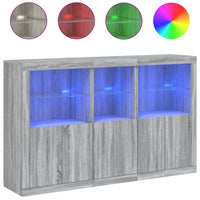 Thumbnail for Sideboard mit LED-Leuchten Grau Sonoma 162x37x100 cm