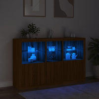 Thumbnail for Sideboard mit LED-Leuchten Braun Eichen-Optik 162x37x100 cm