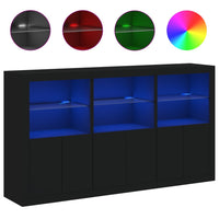 Thumbnail for Sideboard mit LED-Leuchten Schwarz 181,5x37x100 cm
