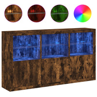 Thumbnail for Sideboard mit LED-Leuchten Räuchereiche 181,5x37x100 cm