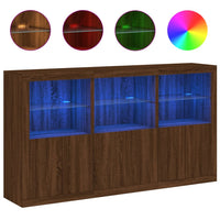 Thumbnail for Sideboard mit LED-Leuchten Braun Eichen-Optik 181,5x37x100 cm