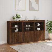 Thumbnail for Sideboard mit LED-Leuchten Braun Eichen-Optik 181,5x37x100 cm