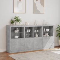 Thumbnail for Sideboard mit LED-Leuchten Betongrau 202x37x100 cm