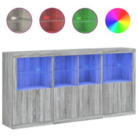 Thumbnail for Sideboard mit LED-Leuchten Grau Sonoma 202x37x100 cm