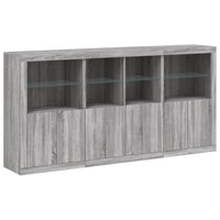 Thumbnail for Sideboard mit LED-Leuchten Grau Sonoma 202x37x100 cm