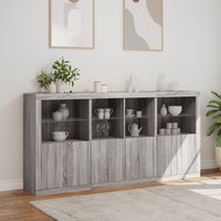 Thumbnail for Sideboard mit LED-Leuchten Grau Sonoma 202x37x100 cm