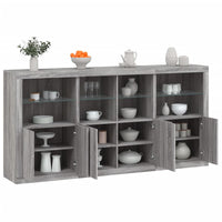 Thumbnail for Sideboard mit LED-Leuchten Grau Sonoma 202x37x100 cm