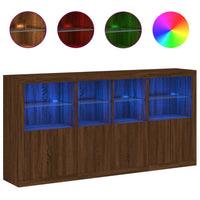 Thumbnail for Sideboard mit LED-Leuchten Braun Eichen-Optik 202x37x100 cm
