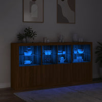 Thumbnail for Sideboard mit LED-Leuchten Braun Eichen-Optik 202x37x100 cm