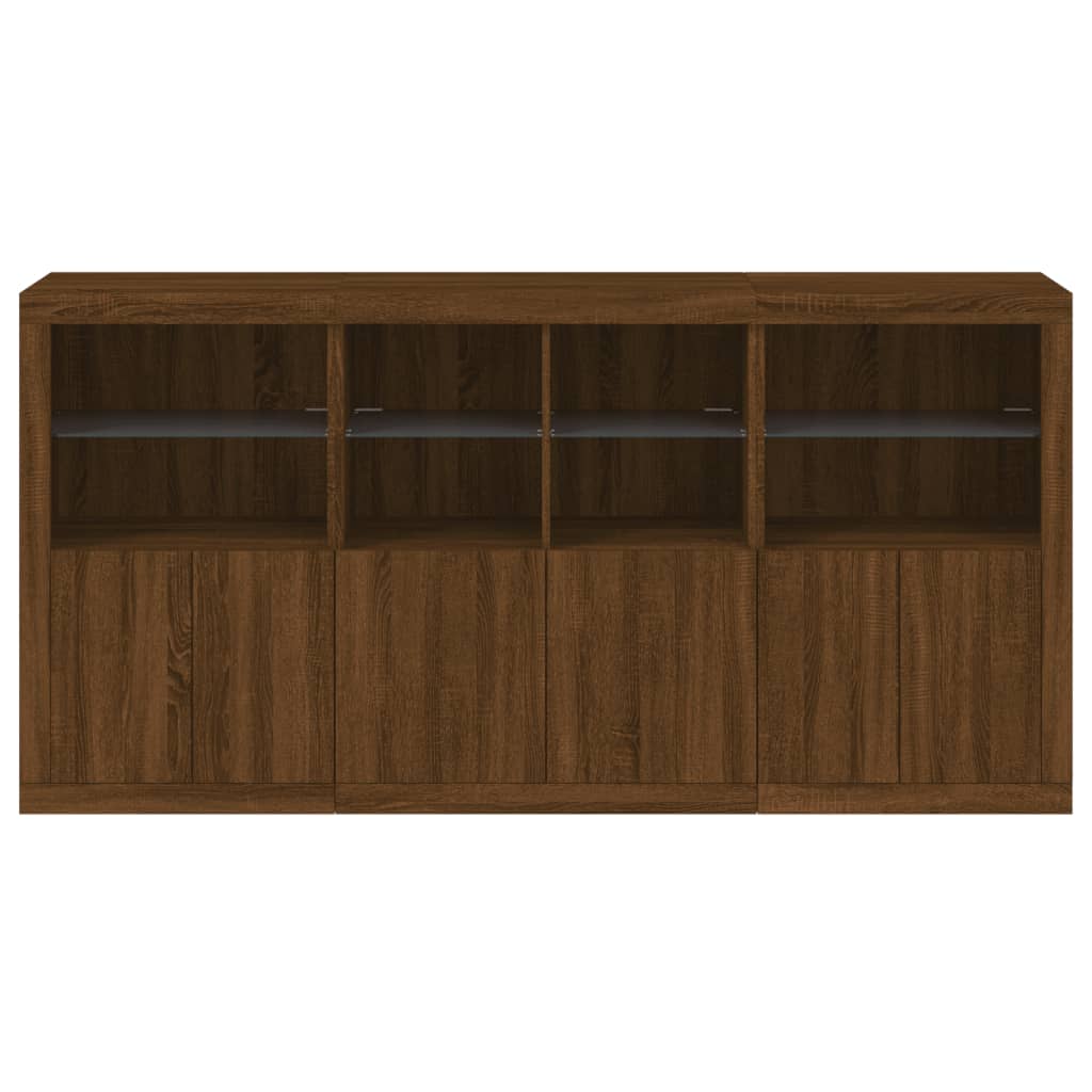 Sideboard mit LED-Leuchten Braun Eichen-Optik 202x37x100 cm