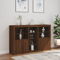 Thumbnail for Sideboard mit LED-Leuchten Braun Eichen-Optik 162x37x100 cm