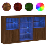 Thumbnail for Sideboard mit LED-Leuchten Braun Eichen-Optik 181,5x37x100 cm