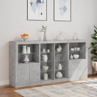 Thumbnail for Sideboard mit LED-Leuchten Betongrau 202x37x100 cm